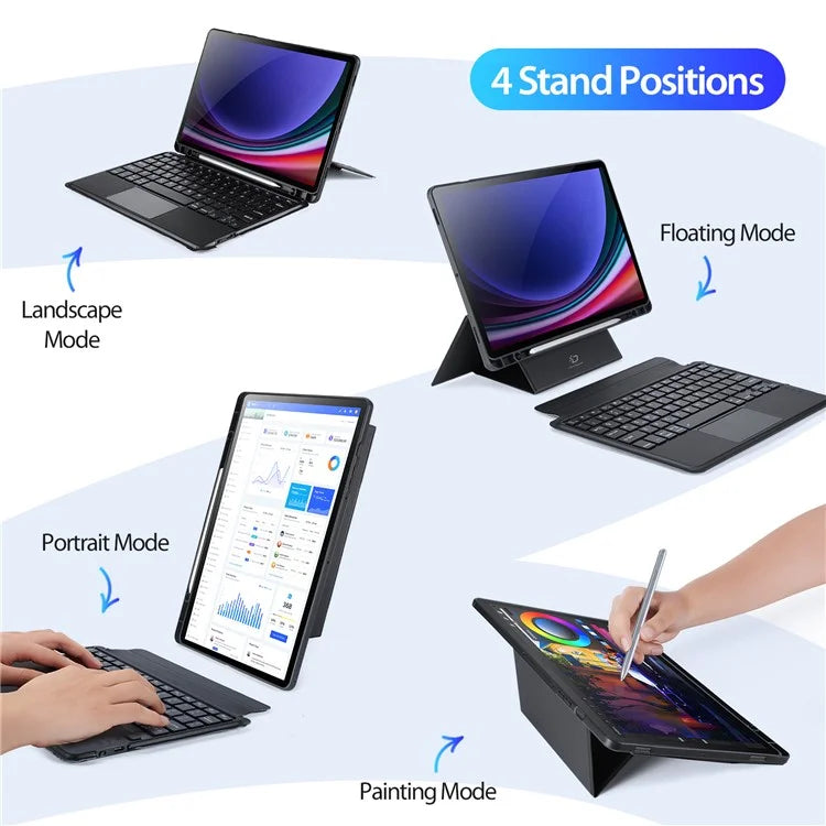 DUX DUCIS For Samsung Galaxy Tab S9 Bluetooth Keyboard Case Magnetic Detachable PU Tablet Cover