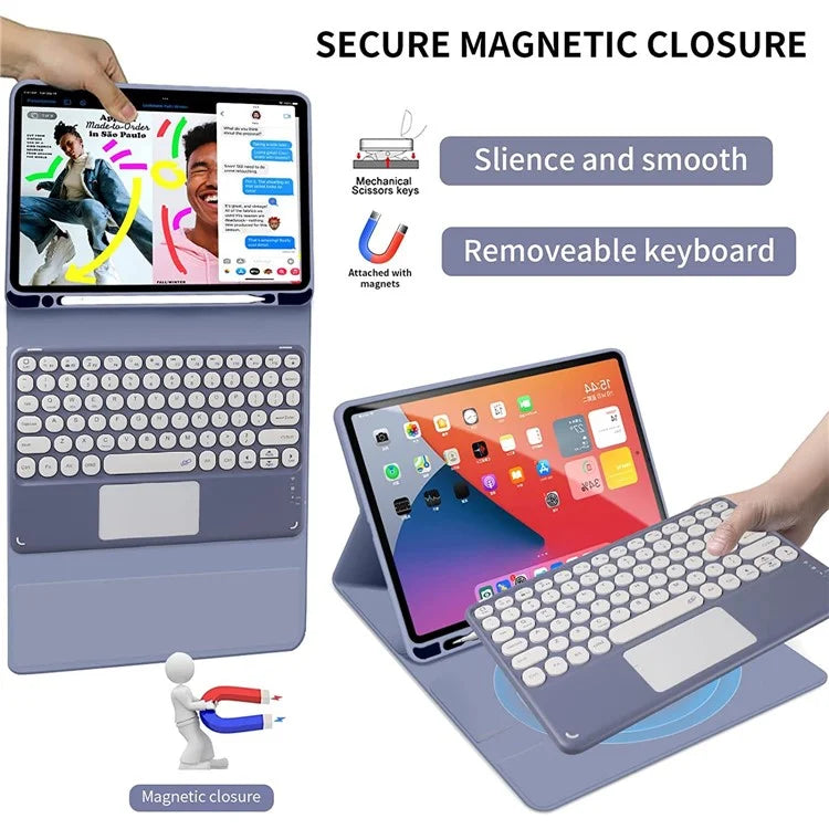 TP-1099 For iPad 10.9 (2022) Detachable Bluetooth Keyboard Case Pencil Slot Protective Tablet Case