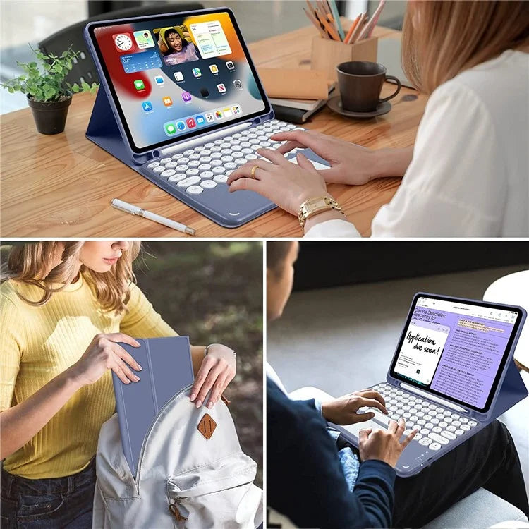 TP-1099 For iPad 10.9 (2022) Detachable Bluetooth Keyboard Case Pencil Slot Protective Tablet Case