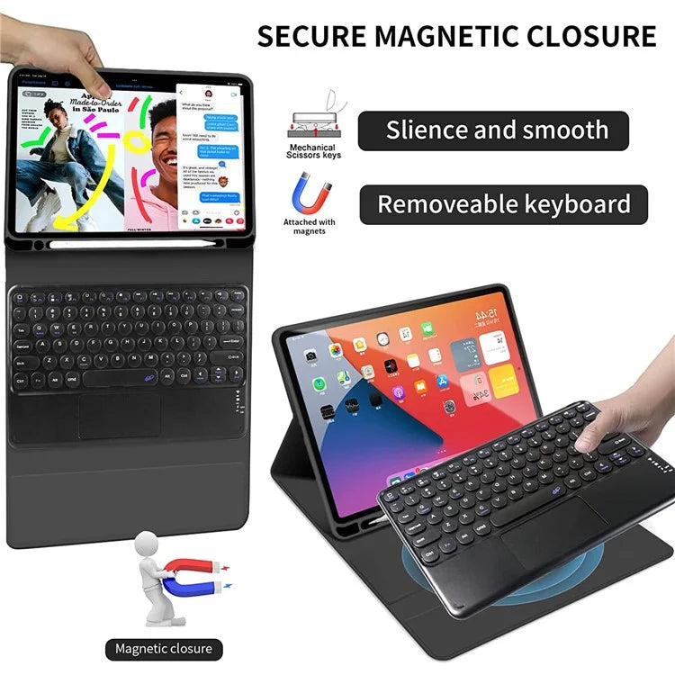 TP-1099 For iPad 10.9 (2022) Detachable Bluetooth Keyboard Case Pencil Slot Protective Tablet Case