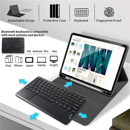 TP-1099 For iPad 10.9 (2022) Detachable Bluetooth Keyboard Case Pencil Slot Protective Tablet Case