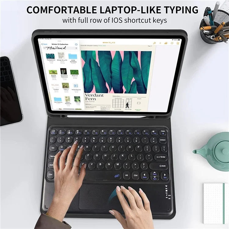 TP-1099 For iPad 10.9 (2022) Detachable Bluetooth Keyboard Case Pencil Slot Protective Tablet Case