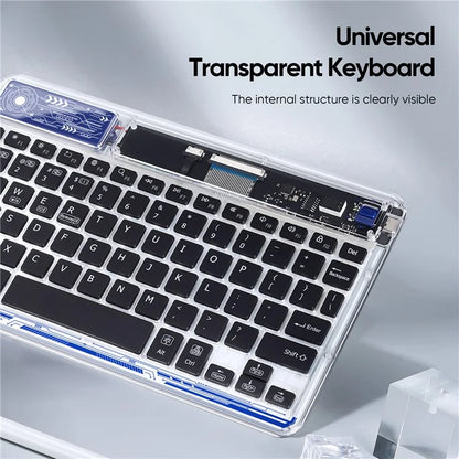 DUX DUCIS Transparent Bluetooth Keyboard 7 Colors Backlit Wireless Keyboard for Laptop / Computer / Desktop / PC