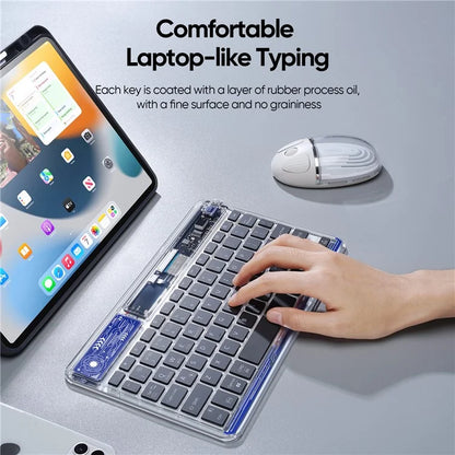 DUX DUCIS Transparent Bluetooth Keyboard 7 Colors Backlit Wireless Keyboard for Laptop / Computer / Desktop / PC