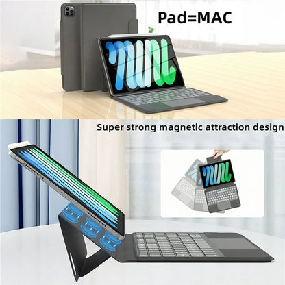 Sk-3125 / 6 For iPad Air (2022) / (2020) / iPad Pro 11 (2022)(2021)(2020) Cover Magnetic Absorbed Leather Tablet Case with Bluetooth Keyboard