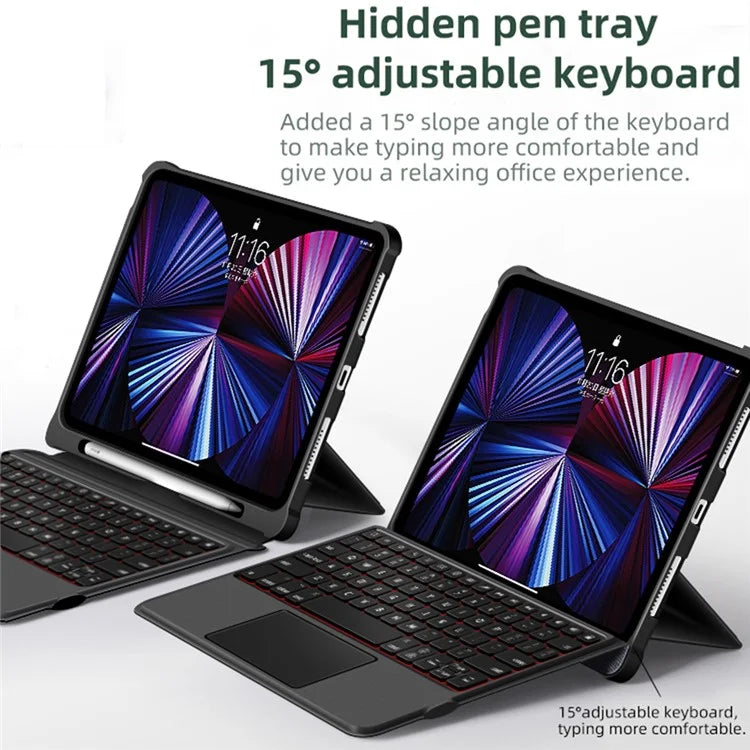 T5209D For iPad Pro 12.9-inch (2018) / (2020) / (2021) / (2022) Backlit Bluetooth Keyboard with PU Leather Tablet Case