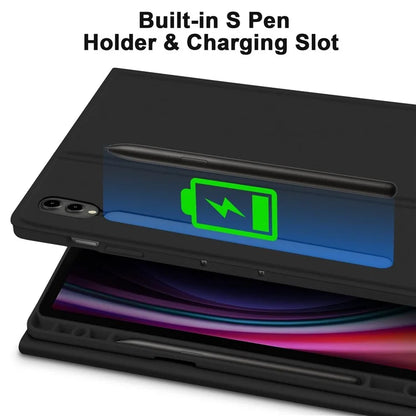 SK-X810 For Samsung Galaxy Tab S9+ SM-X810 / X816B / X818U Leather Case with Detachable Wireless Bluetooth Keyboard