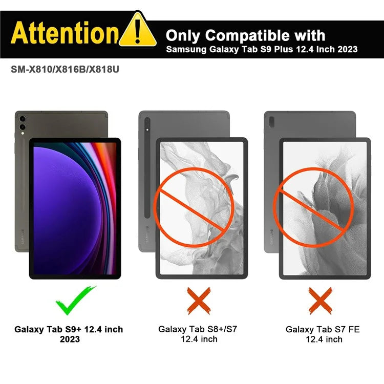SK-X810 For Samsung Galaxy Tab S9+ SM-X810 / X816B / X818U Leather Case with Detachable Wireless Bluetooth Keyboard