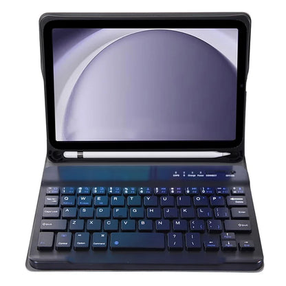 A221B For Samsung Galaxy Tab A9 X110 X115 Protective Leather Case + Bluetooth Keyboard with Pen Slot