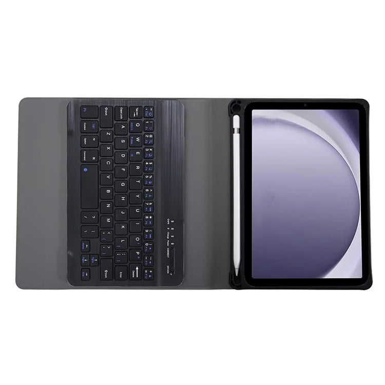 A221B For Samsung Galaxy Tab A9 X110 X115 Protective Leather Case + Bluetooth Keyboard with Pen Slot