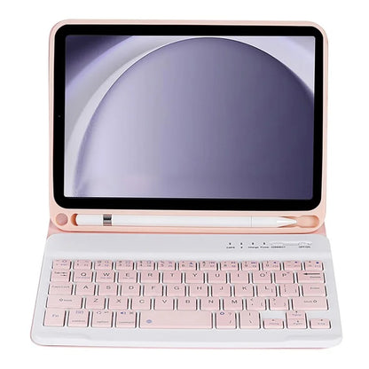 A221B For Samsung Galaxy Tab A9 X110 X115 Protective Leather Case + Bluetooth Keyboard with Pen Slot
