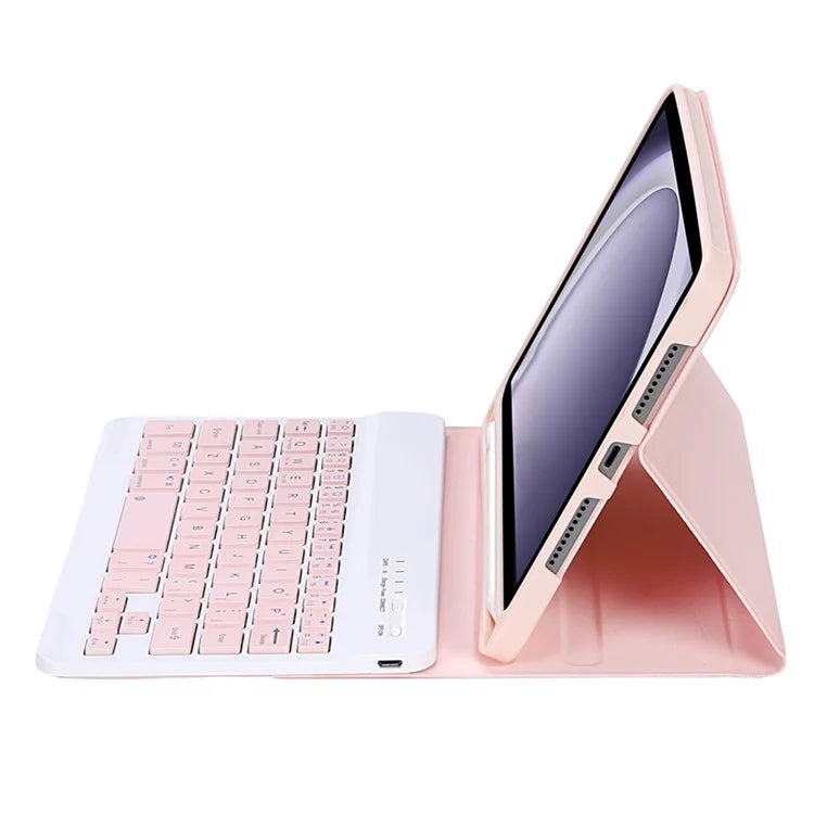 A221B For Samsung Galaxy Tab A9 X110 X115 Protective Leather Case + Bluetooth Keyboard with Pen Slot