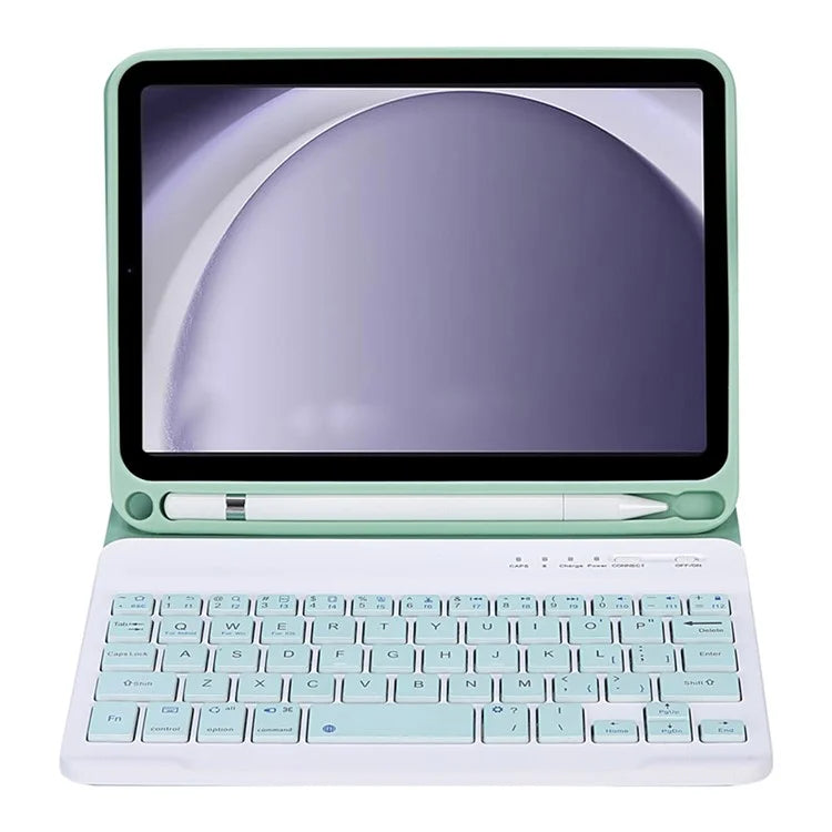 A221B For Samsung Galaxy Tab A9 X110 X115 Protective Leather Case + Bluetooth Keyboard with Pen Slot