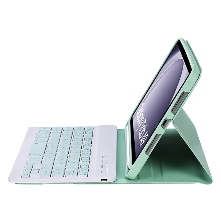 A221B For Samsung Galaxy Tab A9 X110 X115 Protective Leather Case + Bluetooth Keyboard with Pen Slot