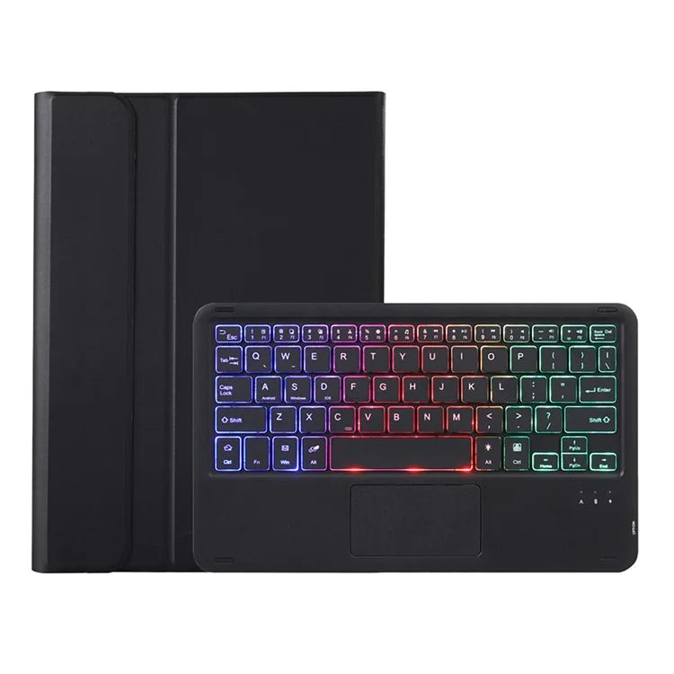 A09B-AS For Samsung Galaxy Tab A9+ X210 X215 X216 Leather Cover + Touchpad Bluetooth Keyboard with Backlight and Pen Slot