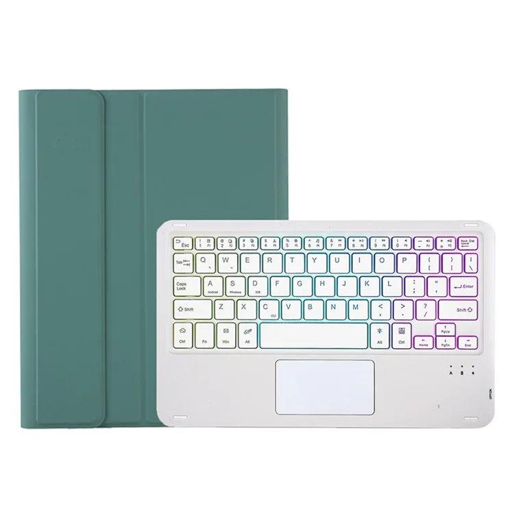 A09B-AS For Samsung Galaxy Tab A9+ X210 X215 X216 Leather Cover + Touchpad Bluetooth Keyboard with Backlight and Pen Slot