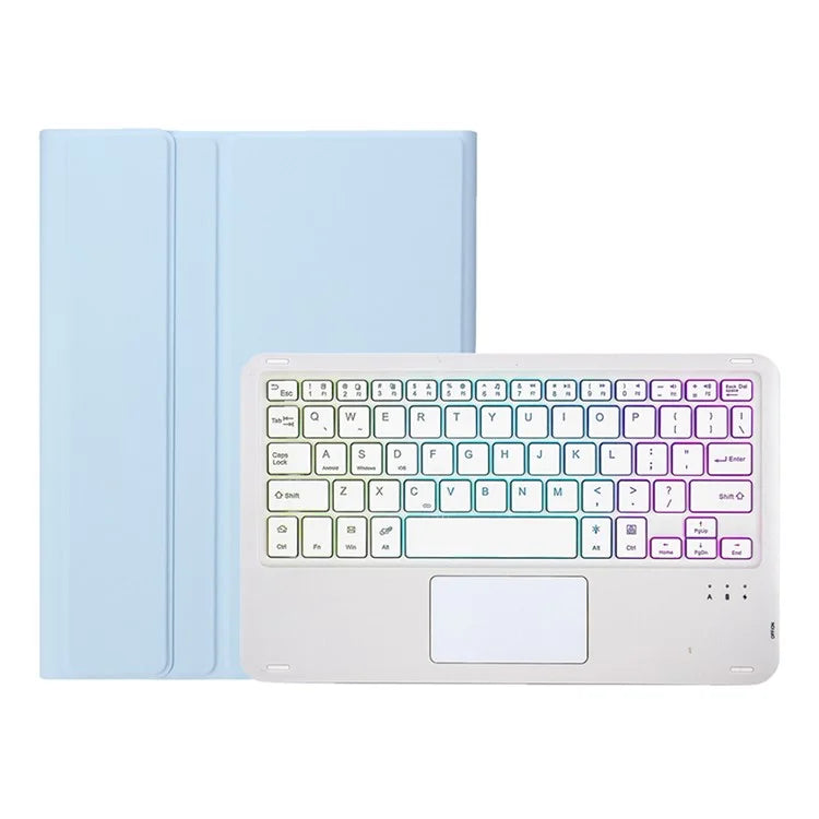 A09B-AS For Samsung Galaxy Tab A9+ X210 X215 X216 Leather Cover + Touchpad Bluetooth Keyboard with Backlight and Pen Slot