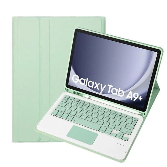 A09B-A For Samsung Galaxy Tab A9+ X210 X215 X216 Leather Case + Wireless Keyboard with Touchpad and Pen Slot
