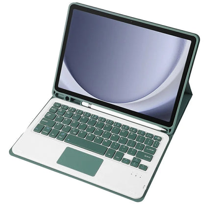 A09B-A For Samsung Galaxy Tab A9+ X210 X215 X216 Leather Case + Wireless Keyboard with Touchpad and Pen Slot