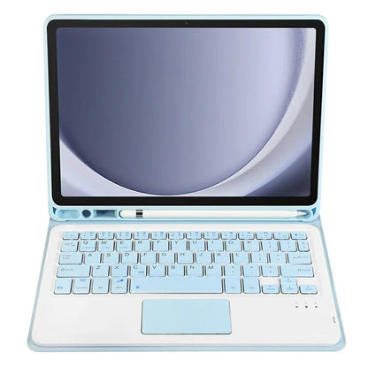 A09B-A For Samsung Galaxy Tab A9+ X210 X215 X216 Leather Case + Wireless Keyboard with Touchpad and Pen Slot