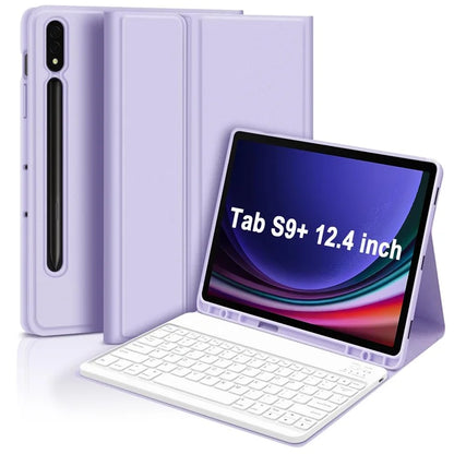 SK-T810 For Samsung Galaxy Tab S9+ SM-X810 / X816B / X818U Leather Case with Wireless Bluetooth Keyboard