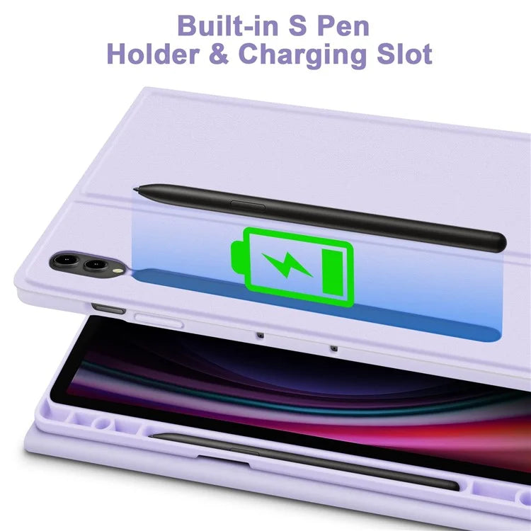 SK-T810 For Samsung Galaxy Tab S9+ SM-X810 / X816B / X818U Leather Case with Wireless Bluetooth Keyboard