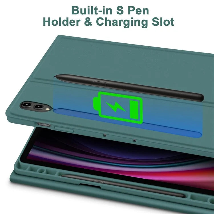 SK-T810 For Samsung Galaxy Tab S9+ SM-X810 / X816B / X818U Leather Case with Wireless Bluetooth Keyboard