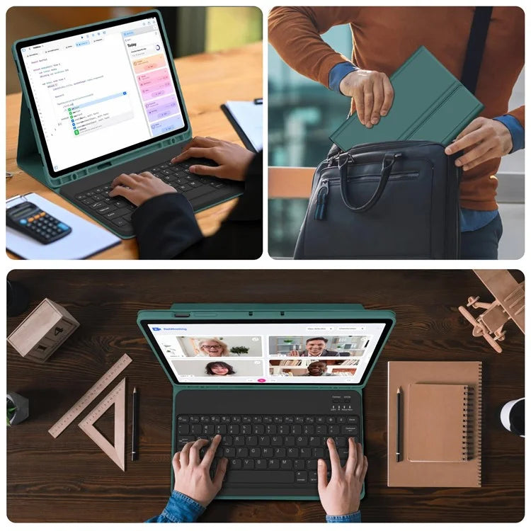 SK-T810 For Samsung Galaxy Tab S9+ SM-X810 / X816B / X818U Leather Case with Wireless Bluetooth Keyboard