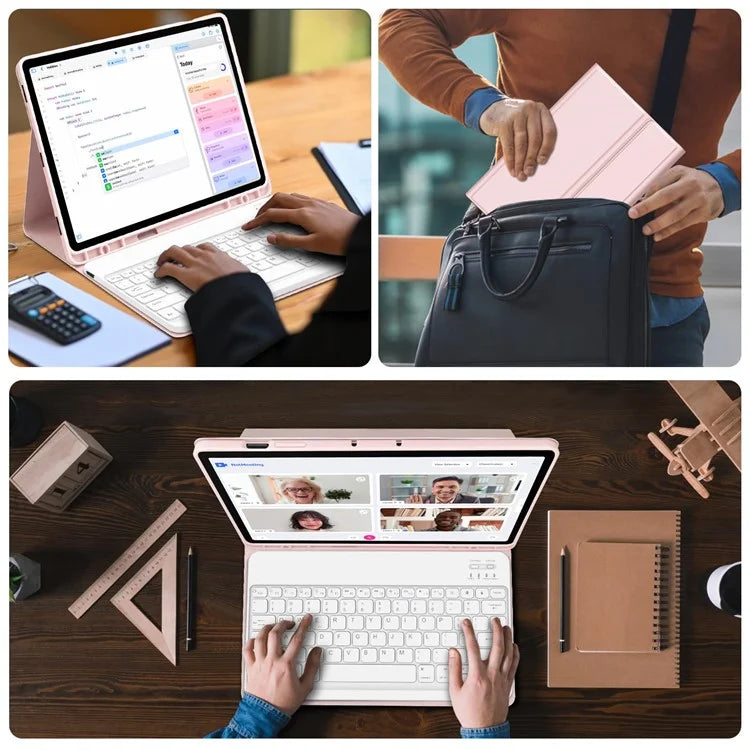 SK-T810 For Samsung Galaxy Tab S9+ SM-X810 / X816B / X818U Leather Case with Wireless Bluetooth Keyboard