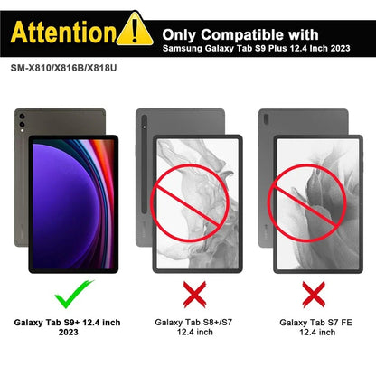 SK-T810 For Samsung Galaxy Tab S9+ SM-X810 / X816B / X818U Leather Case with Wireless Bluetooth Keyboard