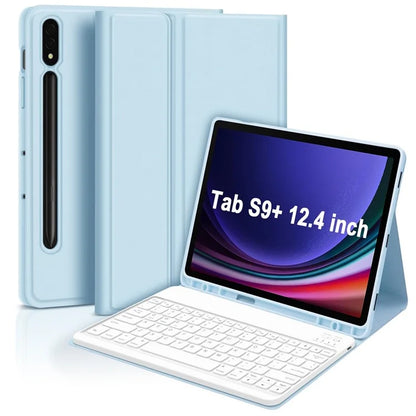 SK-T810 For Samsung Galaxy Tab S9+ SM-X810 / X816B / X818U Leather Case with Wireless Bluetooth Keyboard
