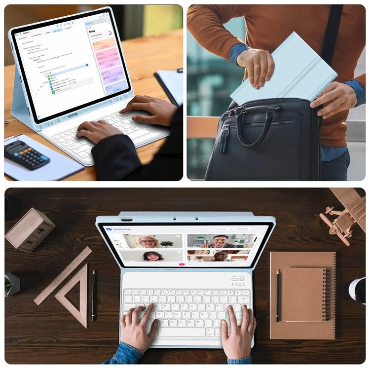 SK-T810 For Samsung Galaxy Tab S9+ SM-X810 / X816B / X818U Leather Case with Wireless Bluetooth Keyboard