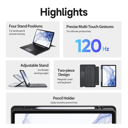 DUX DUCIS For Samsung Galaxy Tab S8 / Tab S7 PU Leather Case with Magnetic Detachable Bluetooth Keyboard