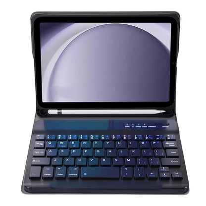 SK-X115 For Samsung Galaxy Tab A9 SM-X110 / X115 Bluetooth Keyboard Shockproof Case Leather Flip Tablet Cover