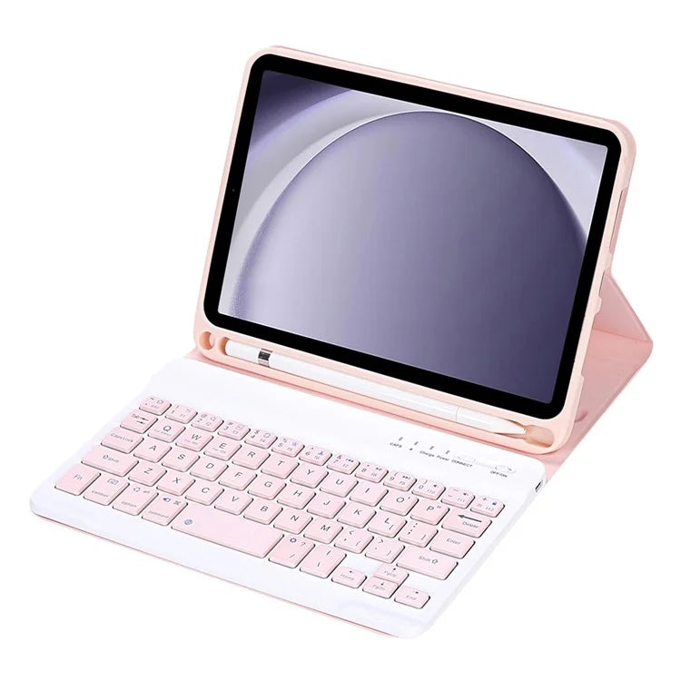 SK-X115 For Samsung Galaxy Tab A9 SM-X110 / X115 Bluetooth Keyboard Shockproof Case Leather Flip Tablet Cover