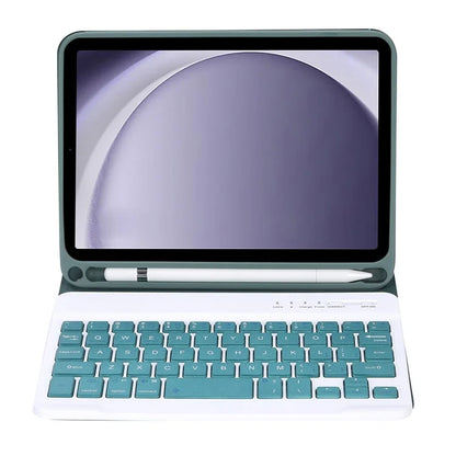 SK-X115 For Samsung Galaxy Tab A9 SM-X110 / X115 Bluetooth Keyboard Shockproof Case Leather Flip Tablet Cover