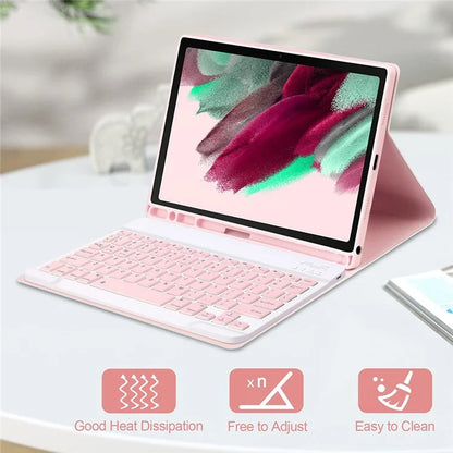 SK-X115 For Samsung Galaxy Tab A9 SM-X110 / X115 Bluetooth Keyboard Shockproof Case Leather Flip Tablet Cover