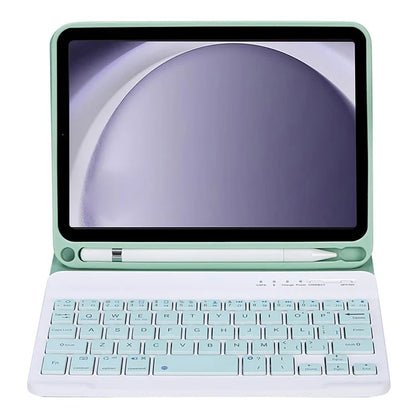 SK-X115 For Samsung Galaxy Tab A9 SM-X110 / X115 Bluetooth Keyboard Shockproof Case Leather Flip Tablet Cover