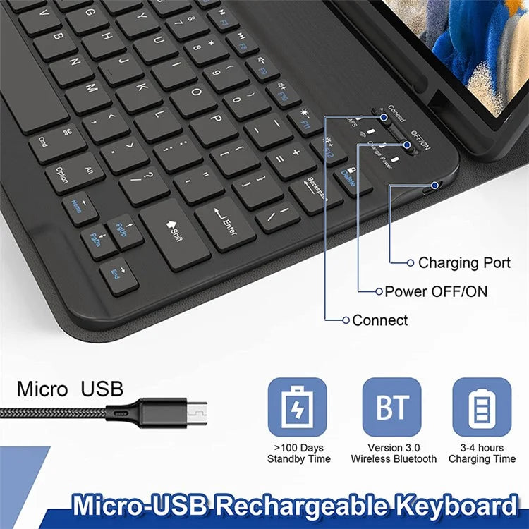 A11 For iPad Pro 11-inch (2018) / (2020) / (2021) / (2022) Bluetooth Keyboard Set with Mouse, Rotating Kickstand Tablet Case