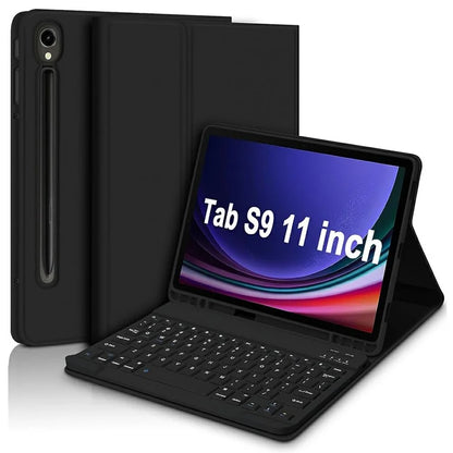 SK-X510 For Samsung Galaxy Tab S9 FE SM-X510 / X516 / X518 Bluetooth Keyboard Tablet Case PU Flip Cover