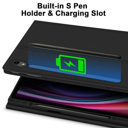 SK-X510 For Samsung Galaxy Tab S9 FE SM-X510 / X516 / X518 Bluetooth Keyboard Tablet Case PU Flip Cover