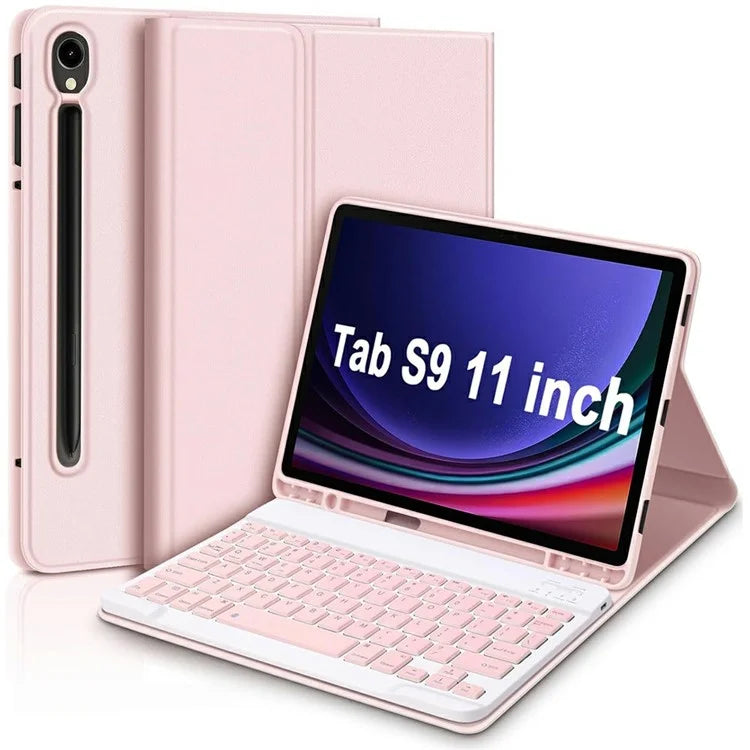 SK-X510 For Samsung Galaxy Tab S9 FE SM-X510 / X516 / X518 Bluetooth Keyboard Tablet Case PU Flip Cover