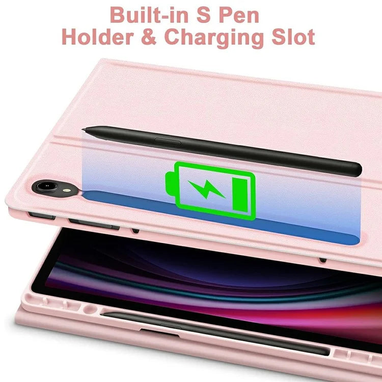 SK-X510 For Samsung Galaxy Tab S9 FE SM-X510 / X516 / X518 Bluetooth Keyboard Tablet Case PU Flip Cover