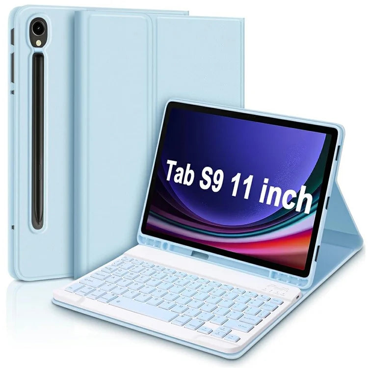 SK-X510 For Samsung Galaxy Tab S9 FE SM-X510 / X516 / X518 Bluetooth Keyboard Tablet Case PU Flip Cover