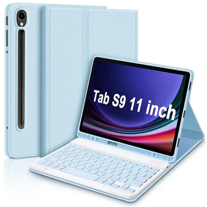 SK-X510 For Samsung Galaxy Tab S9 FE SM-X510 / X516 / X518 Bluetooth Keyboard Tablet Case PU Flip Cover