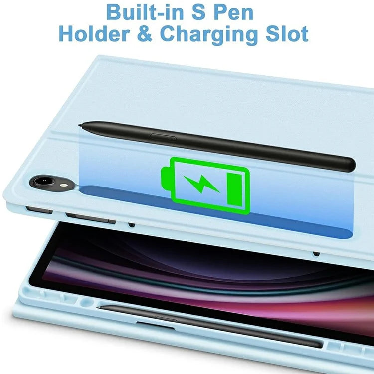 SK-X510 For Samsung Galaxy Tab S9 FE SM-X510 / X516 / X518 Bluetooth Keyboard Tablet Case PU Flip Cover