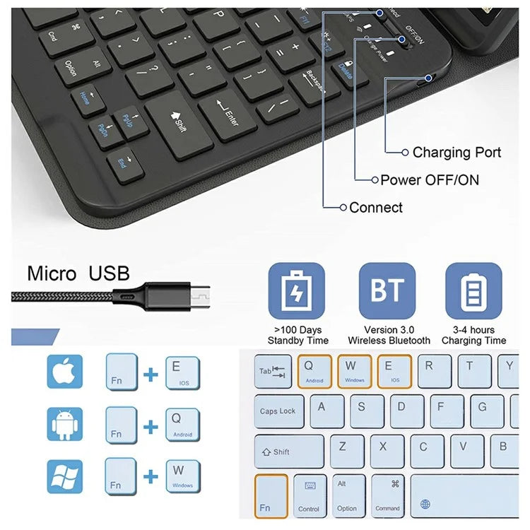 SK-X510 For Samsung Galaxy Tab S9 FE SM-X510 / X516 / X518 Bluetooth Keyboard Tablet Case PU Flip Cover