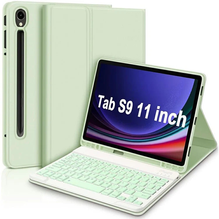 SK-X510 For Samsung Galaxy Tab S9 FE SM-X510 / X516 / X518 Bluetooth Keyboard Tablet Case PU Flip Cover