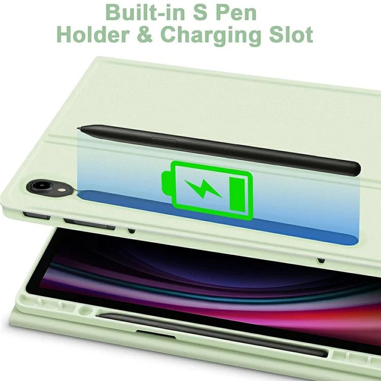 SK-X510 For Samsung Galaxy Tab S9 FE SM-X510 / X516 / X518 Bluetooth Keyboard Tablet Case PU Flip Cover