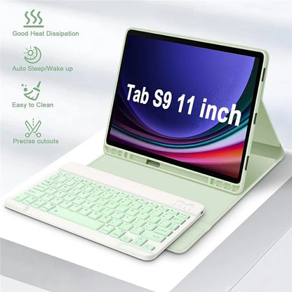 SK-X510 For Samsung Galaxy Tab S9 FE SM-X510 / X516 / X518 Bluetooth Keyboard Tablet Case PU Flip Cover